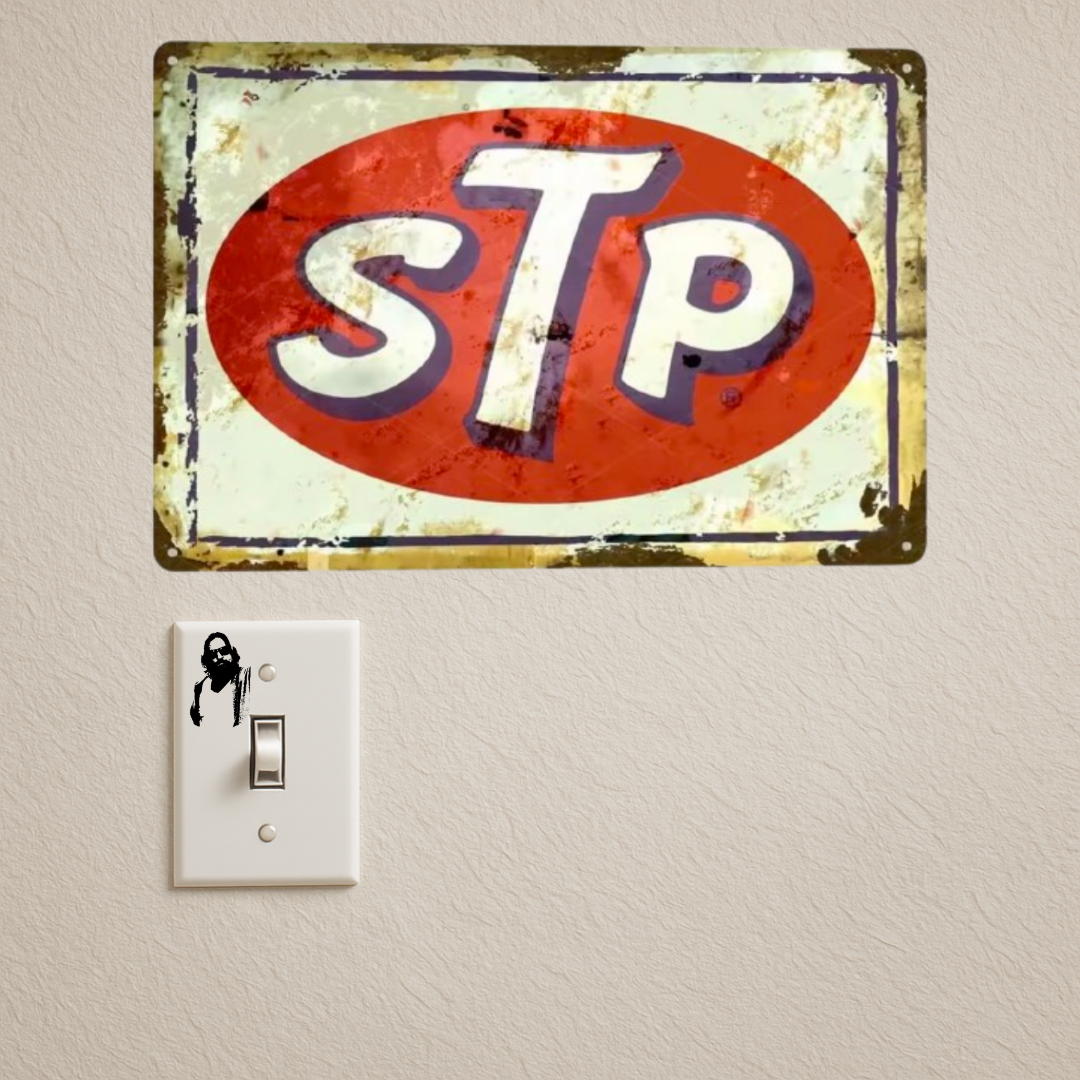 STP RACING VINTAGE TIN SIGN