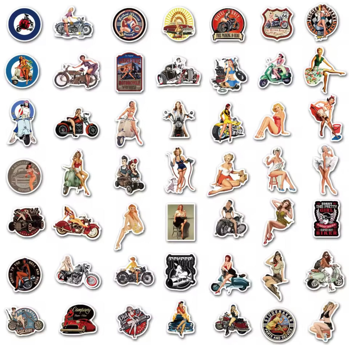 HOT WOMEN MOTORCYCLE 50 PIECE STICKER KIT