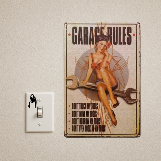 GARAGE RULES TIN SIGN