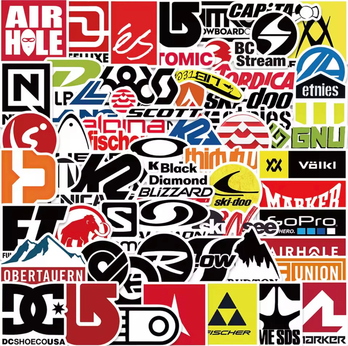 SNOWBOARD STICKERS/DECALS 50 PIECE SET