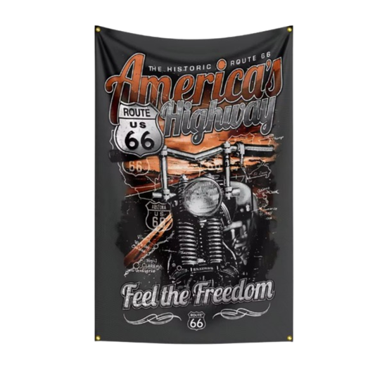 ROUTE 66 AMERICAN HIGHWAY FLAG/BANNER 3X5
