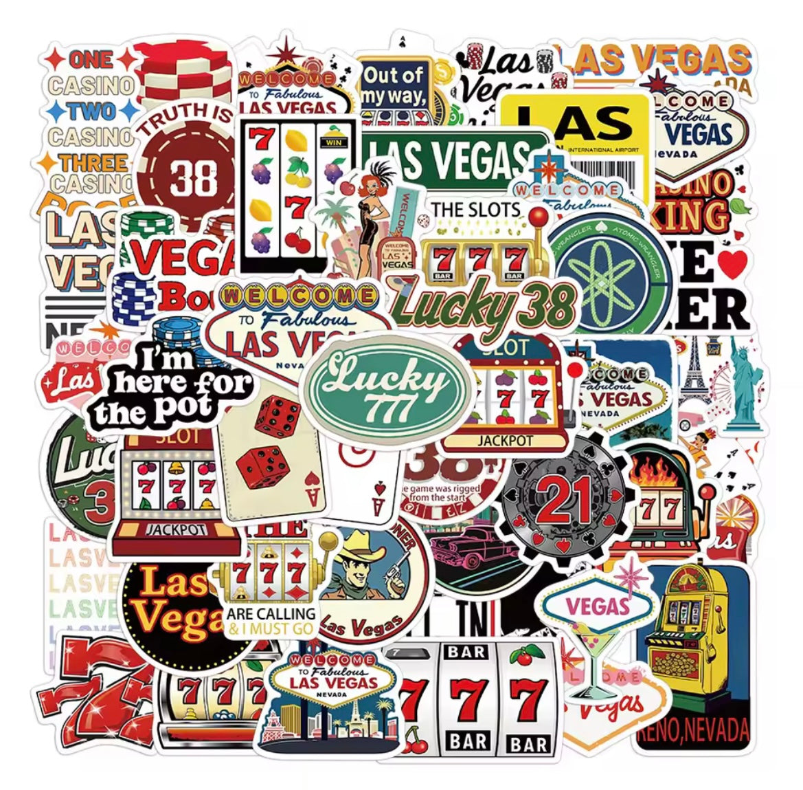 LAS VEGAS GAMBLING STICKER/ DECALS 50 PIECE