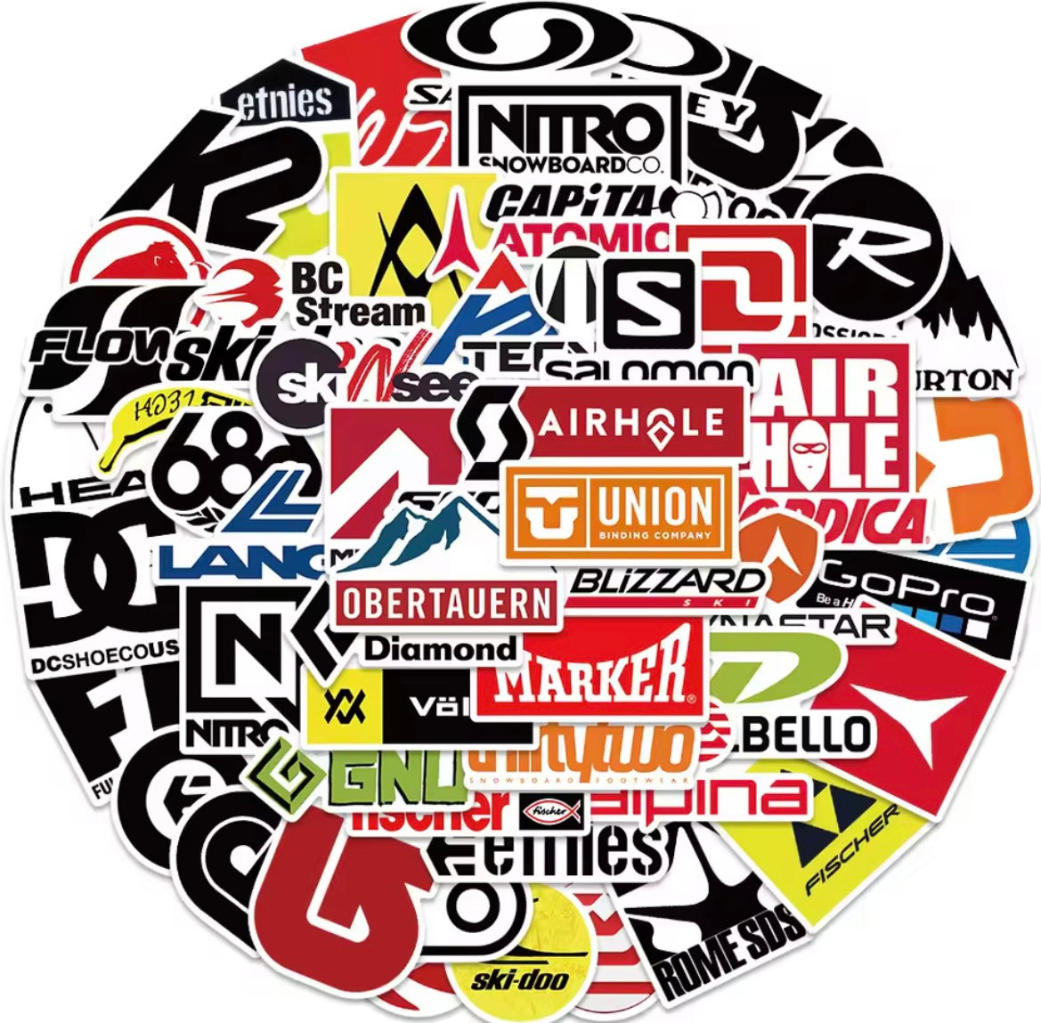 SNOWBOARD STICKERS/DECALS 50 PIECE SET