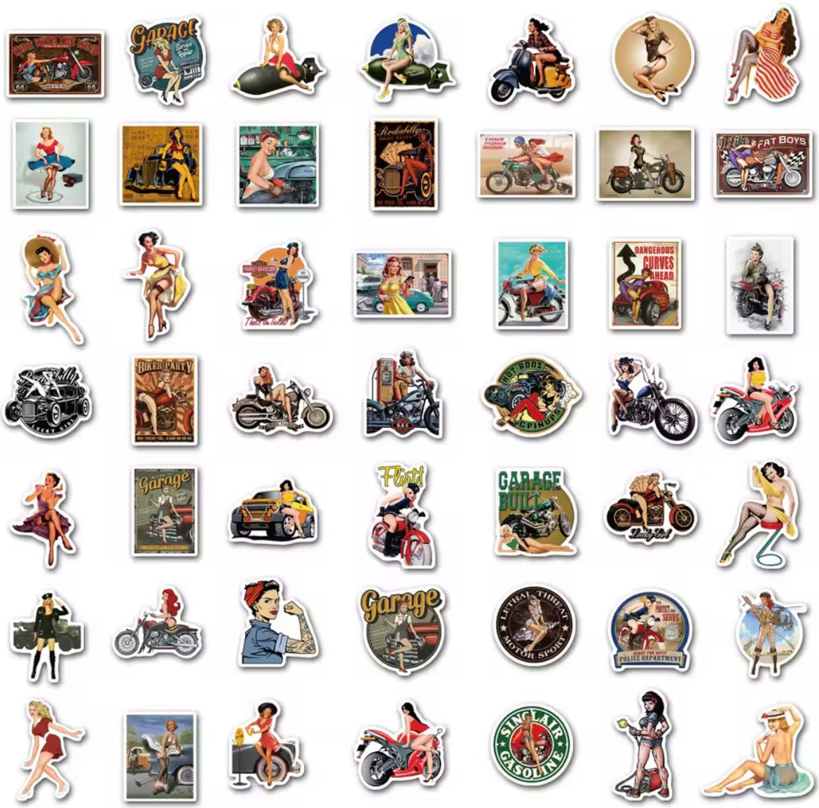 HOT WOMEN MOTORCYCLE 50 PIECE STICKER KIT