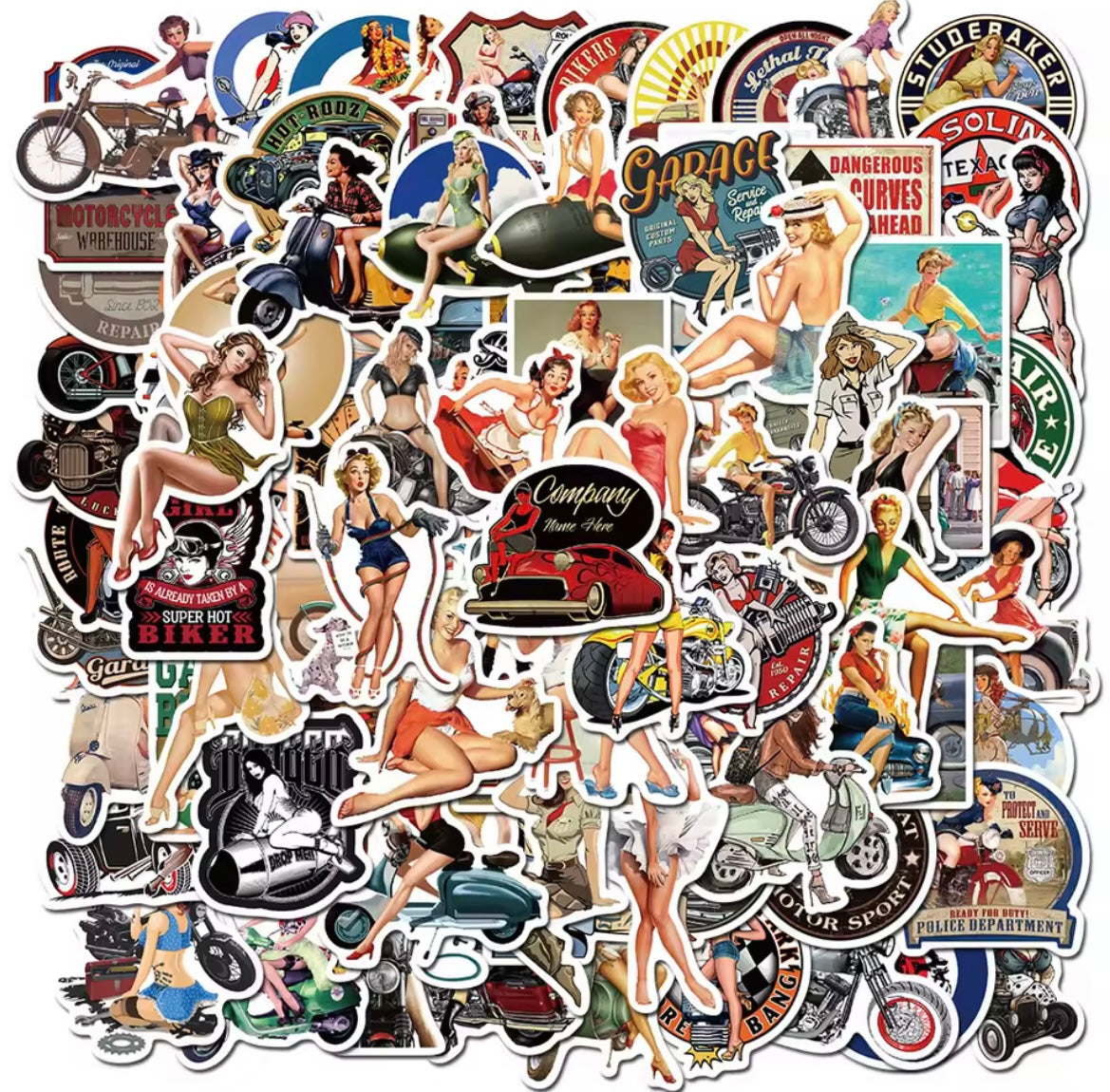 HOT WOMEN MOTORCYCLE 50 PIECE STICKER KIT