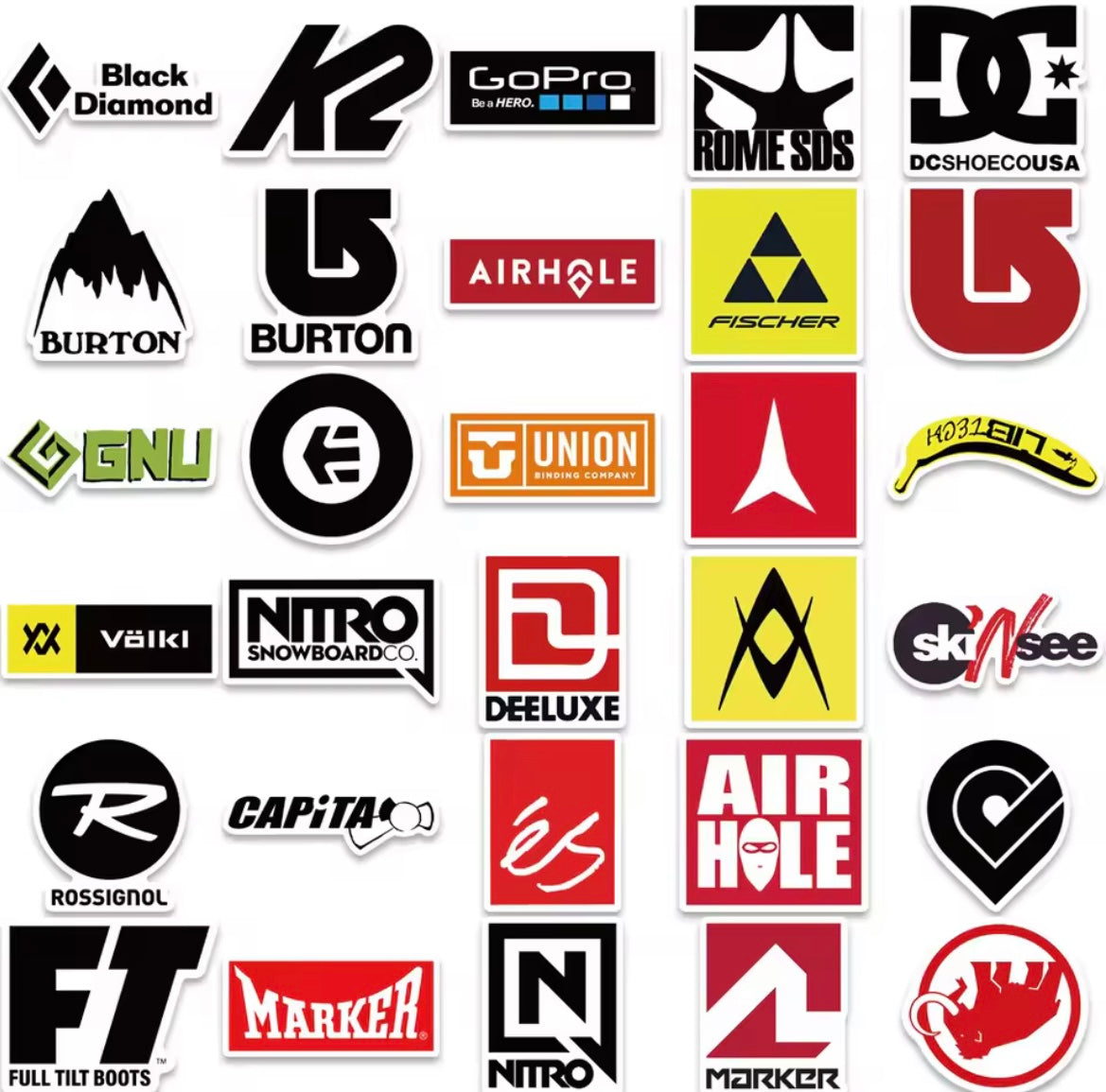 SNOWBOARD STICKERS/DECALS 50 PIECE SET