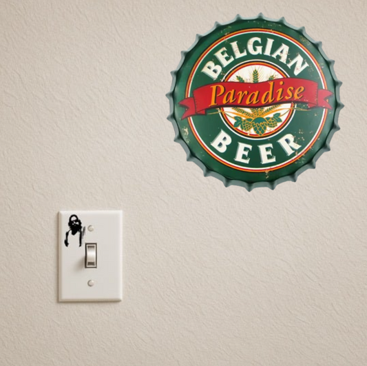 BELGIAN PARADISE BEER BOTTLE CAP TIN SIGN